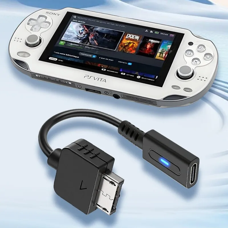 PS Vita 1000 PD 충전 어댑터 USB C 암 플러그 변환기 PS ViTA1000용 지시등이 있는 전원 공급 코드