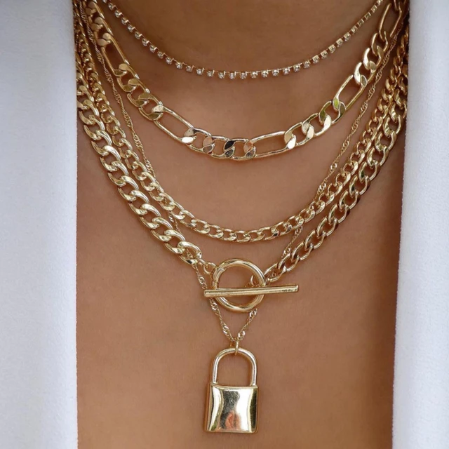 Colliers en chaîne de perles tressées simples, ton or, ensemble de colliers avec pendentif superposé pour femmes, usage quotidien et de fête, 5 pièces/ensemble