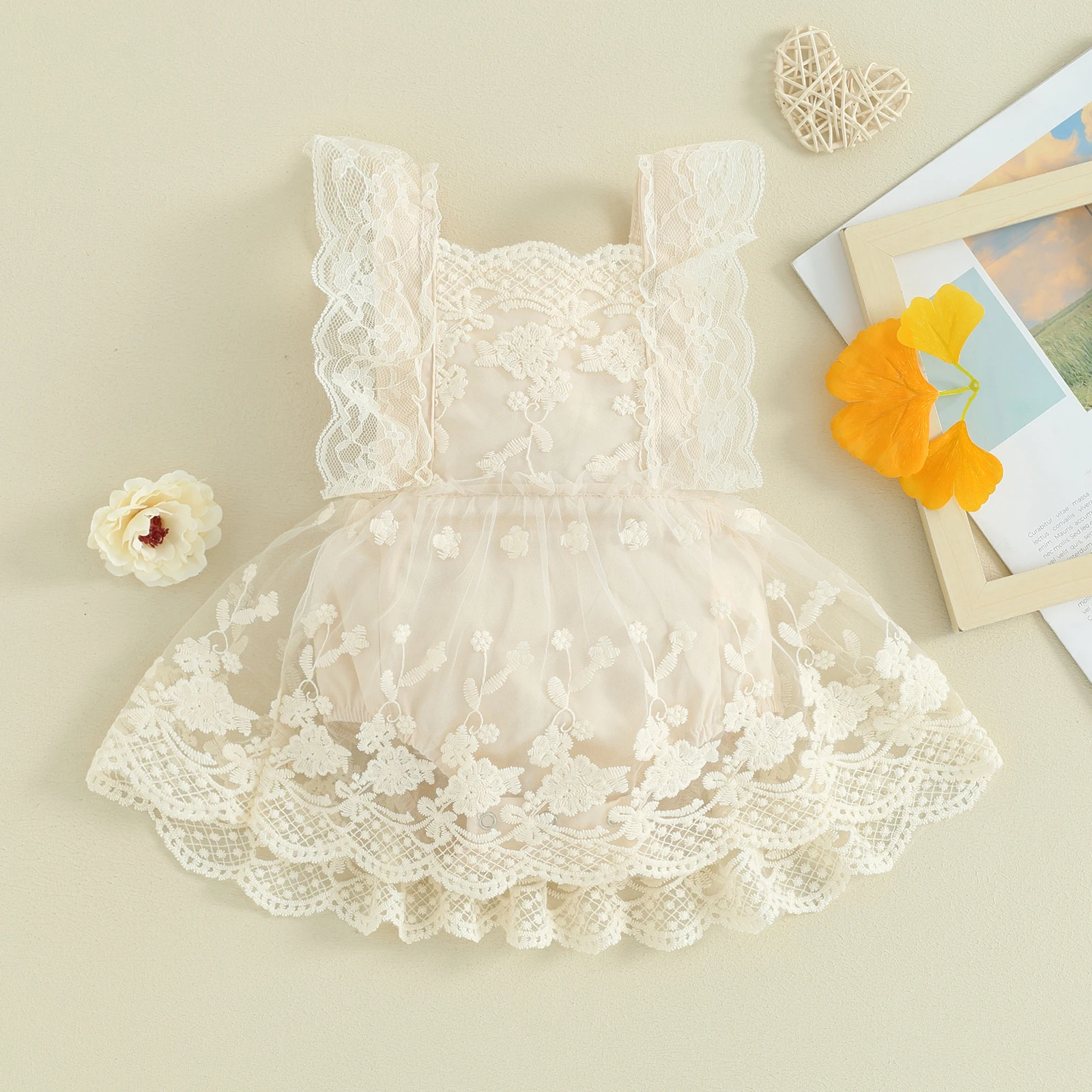 Baby Girl Off-Shoulder Lace Bodysuit 3