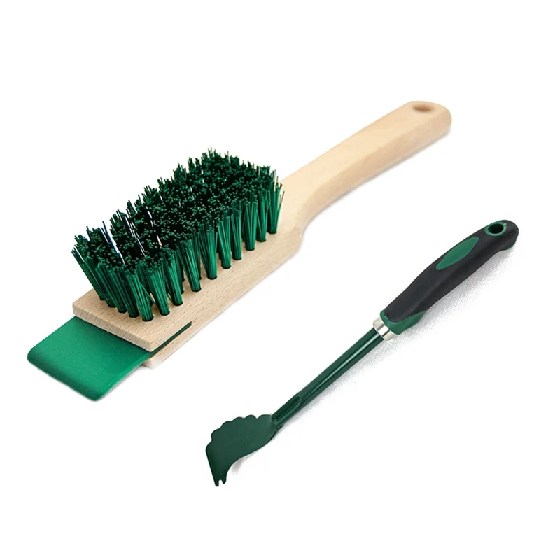 HLZS-Mower Deck Scraper With Ergonomic,Long Handle Scraper And Stiff Bristle Brush,Cleaning Tool For Gardening