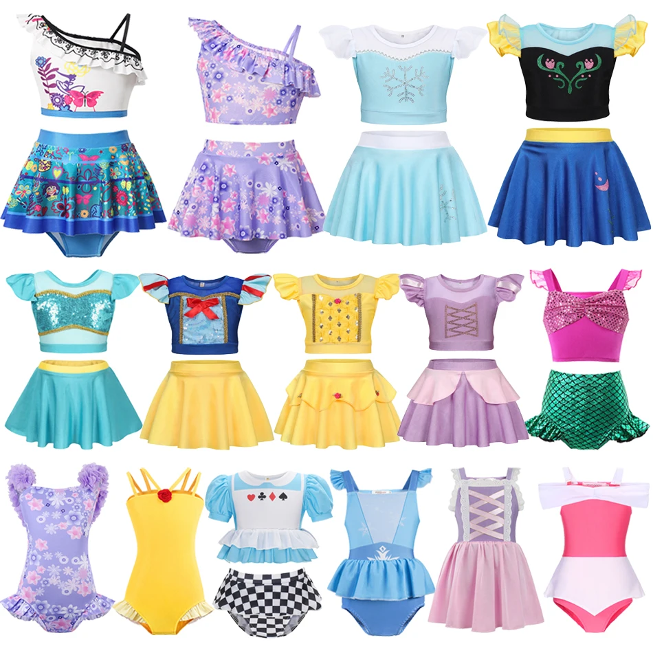 Swimwear Baby Girls Mirabel Isabella Separate Swimsuit Kids Princess Elsa Anna Mermaid Two-pieces Bathing Suit Outfits Beachwear Children Swimwear