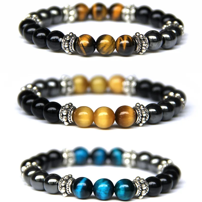 

Natural Tiger Eye Bracelet Obsidian Male and Female Universal Simple Fashion Gemstone Beads Jewelry Magnetic Health Protection