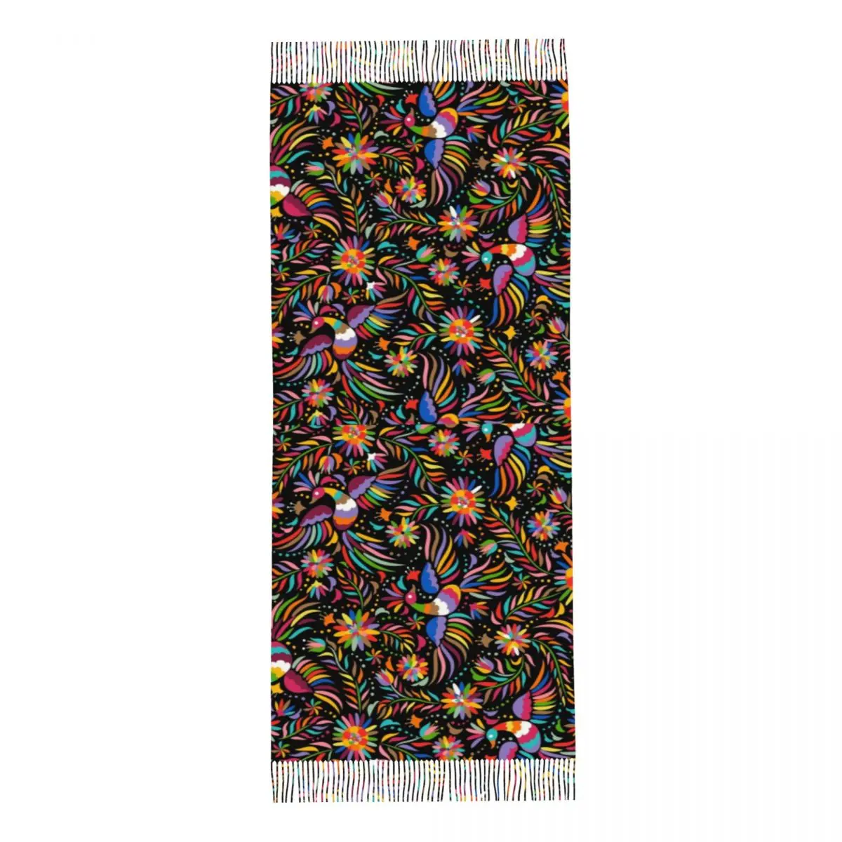 Women's Tassel Scarf Retro Mexican Floral Large Winter Fall Shawl and Wrap Ethnic Flowers Daily Wear Cashmere Scarf 3