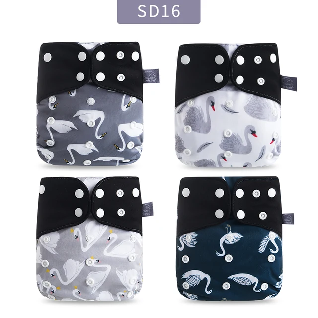 Elinfant Panties Baby Diapers Reusable Nappies 4 Pcs/Set New Fashion Style Mother Kids Waterproof  Pocket Diaper All In One Size SD16-only diaper