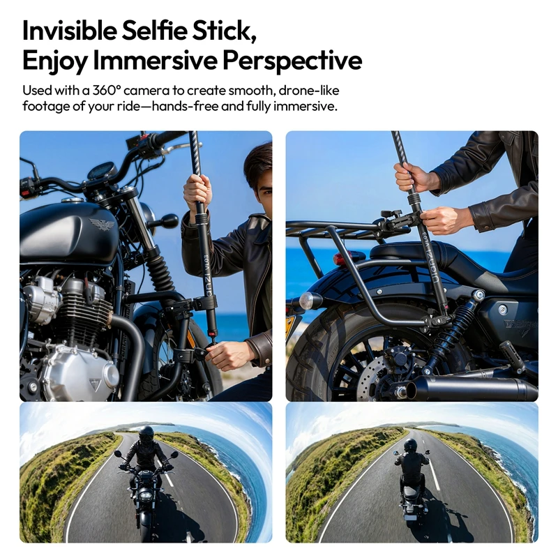 Ulanzi VL03 Motorcycle Invisible Selfie Stick Holder 360° Adjustable for Action Camera Outdoor Travel Livestreaming Vlog Shots - Ảnh 3