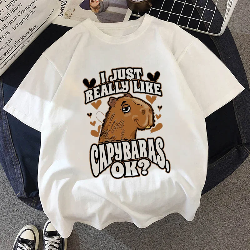 

Футболка Capybaras, мужские футболки, белая футболка y2k, уличная одежда, забавная аниме футболка y2k Манга