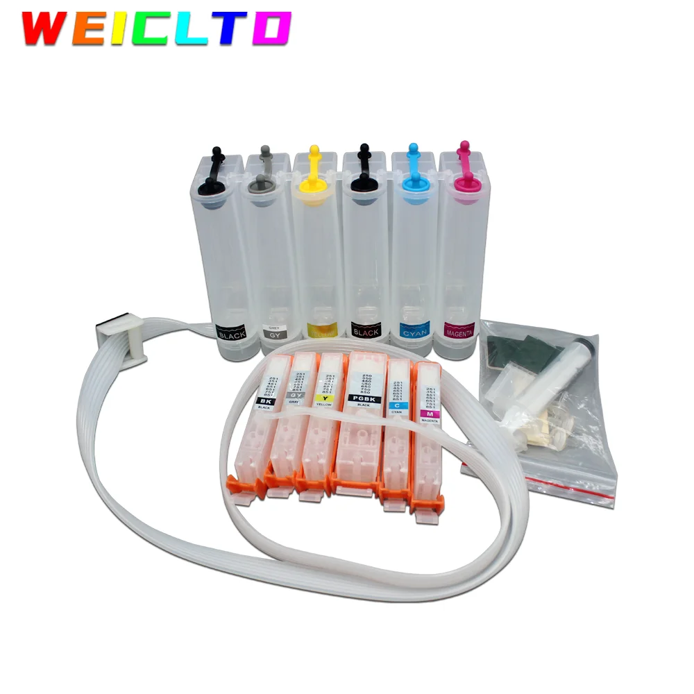 6 색 PGI-150 CLI-151 PGI150 CLI151 Ciss 시스템 Canon MG5610 MG6310 MG6610 MG7110 MG7510 iP8710 프린터 (리셋 칩 포함)
