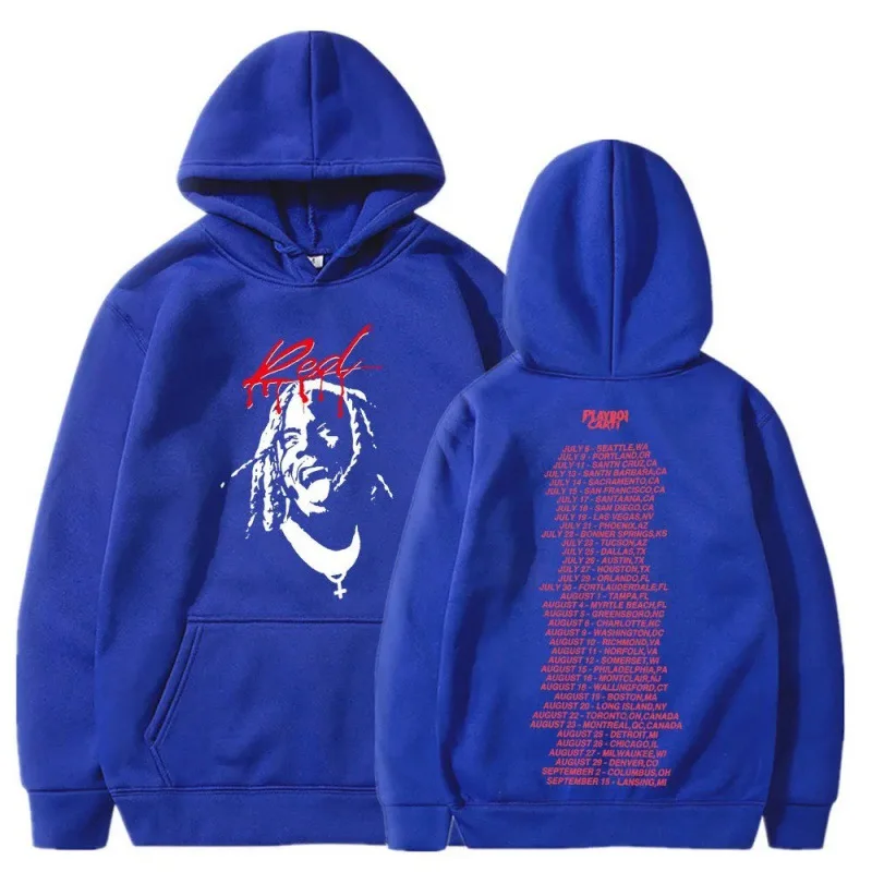 Rapper Playboi Carti Whole Lotta Red WomenMen Hoodie Sweatshirt Music Album Die Lit Pullover Hooded Outerwear