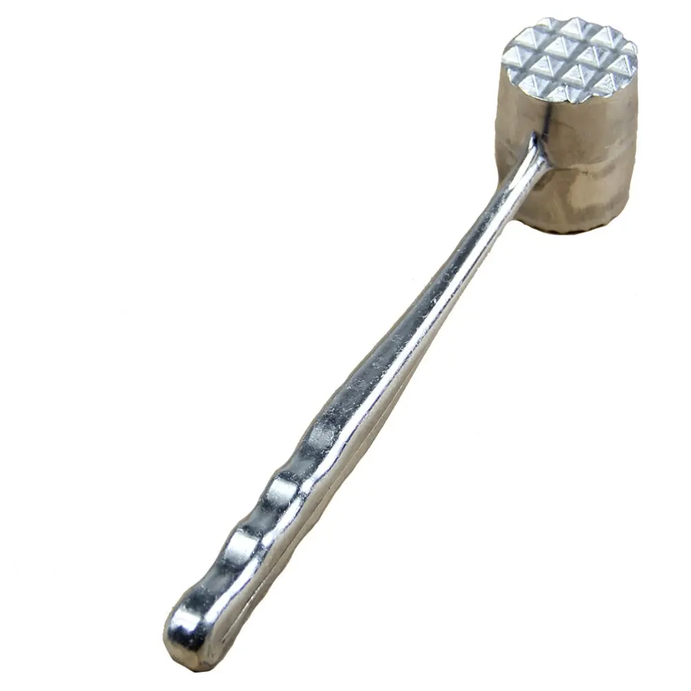 Silver Two Sides Aluminum Round Meat Hammer Mallet Tenderizer Beef Pork Chicken Beater Length 20.5cm Diameter 3.5cm (Oval)