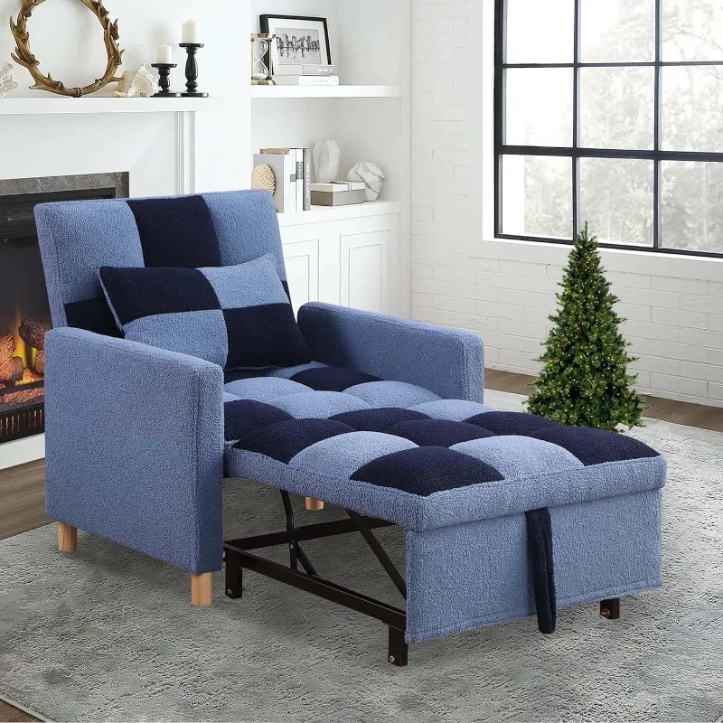 

Convertible Sleeper Sofa Chair 3 In 1 Multi-Function Folding Ottoman Couch,Pull-Out Bed With Adjustable Backrest And Pillow