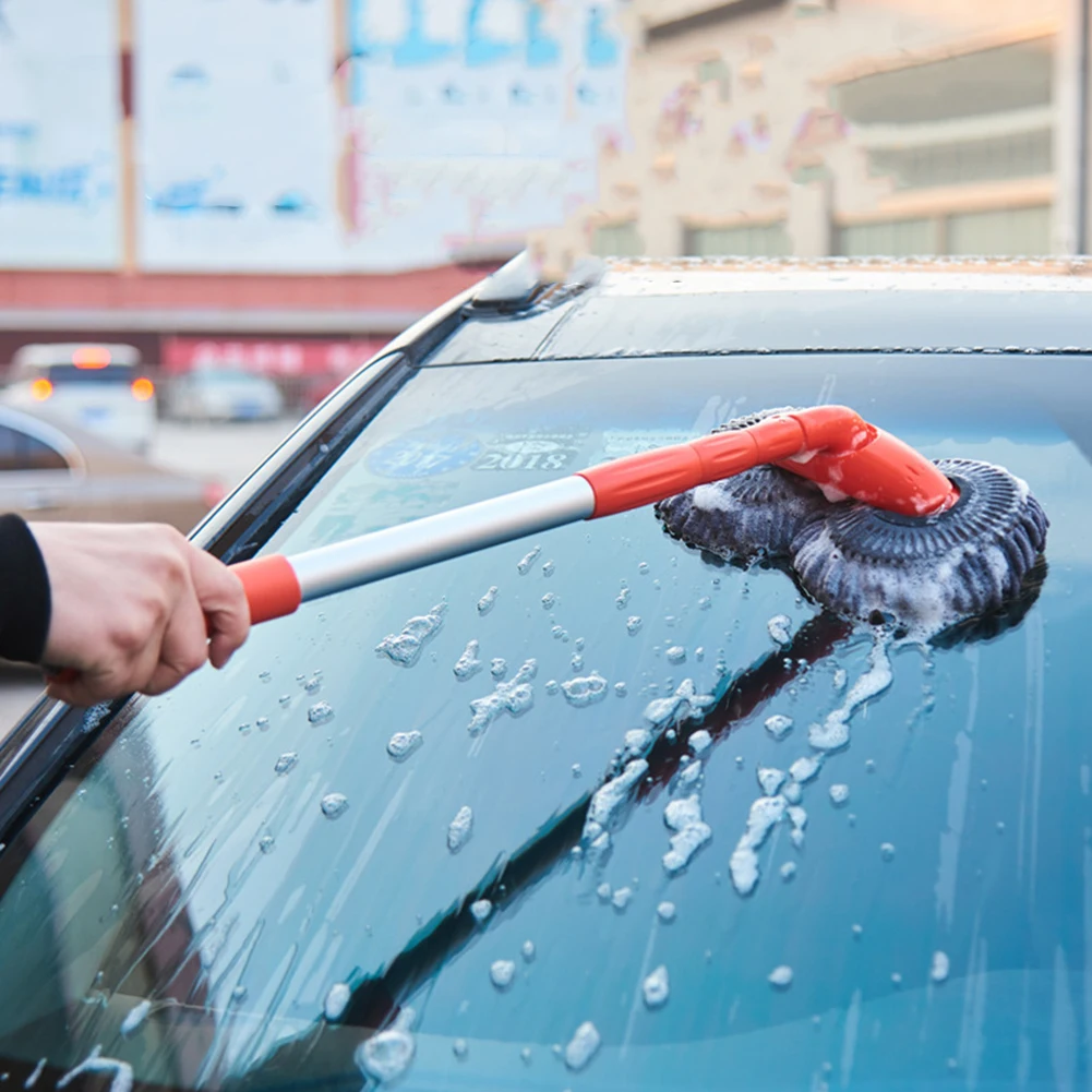 Car Mop Double Brush Head Stretching Handle Car Wash Brush Long Handle Cleaning Mop Windshield Roof Window Cleaning Maintenance 4