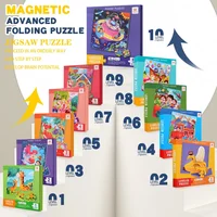 Kids Magnetic Wooden Puzzle Cartoon Pattern Busy Quiet Book Jigsaw Puzzles Game Kids Montessori Educational Toys for Children 2