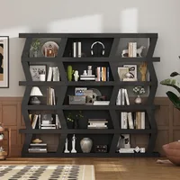 70.9" W 5-Tier Bookshelf Bookcase with 15 Storage Cubes, Modern Wooden Storage Display Shelf Rack for Living Room Home Office, 1