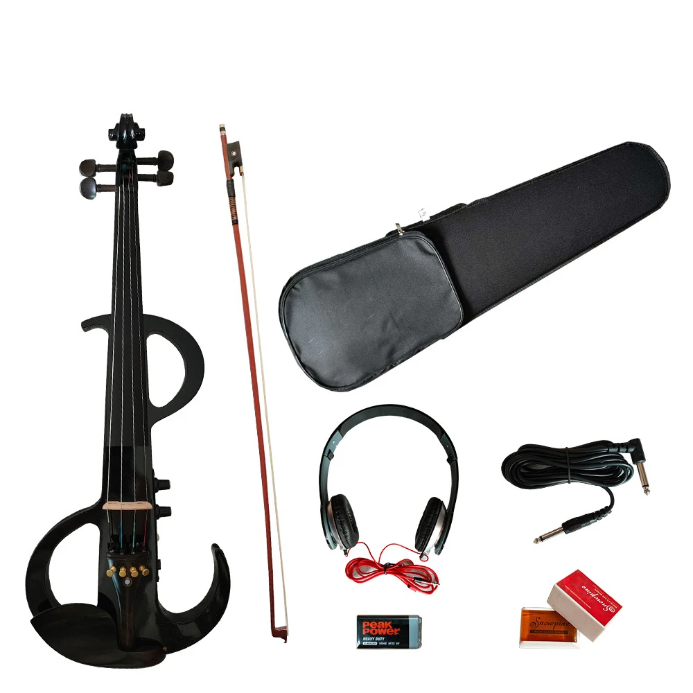 black anti S electronic violin 4/4 sparkle Beginners Stringed Instrument professional with box bow