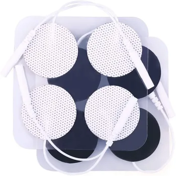Elettrodi per Unità TENS, 40 Pezzi di Elettrodi Rotondi, Elettrodi TENS Riutilizzabili da 2 Pollici per Stimolatore Muscolare EMS, con Connettore a Pigtail da 2,0 mm