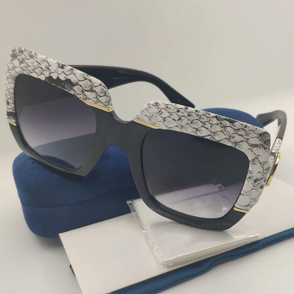 

Grain Square Sale Snakeskin Black Acetate Sunglasses For Women Brand Designer Shades PROTECT Shield Ladies For Sun Glasses UV400