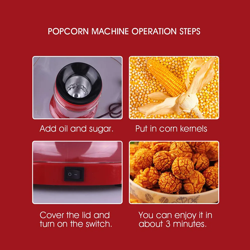 Household Popcorn Machine Hot Air Fast Popcorn Machine Electric Mini Portable Plastic Kitchen Supplies 미니뻥튀기기계