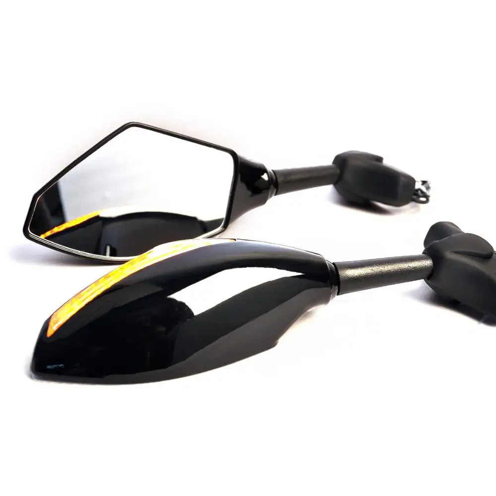 1 Pair Motorcycle LED Turn Signal Mirrors For HONDA CBR600RR 1000RR 500R SUZUKI SXR1000 Hayabusa SV650S GSXR600 GSXR750