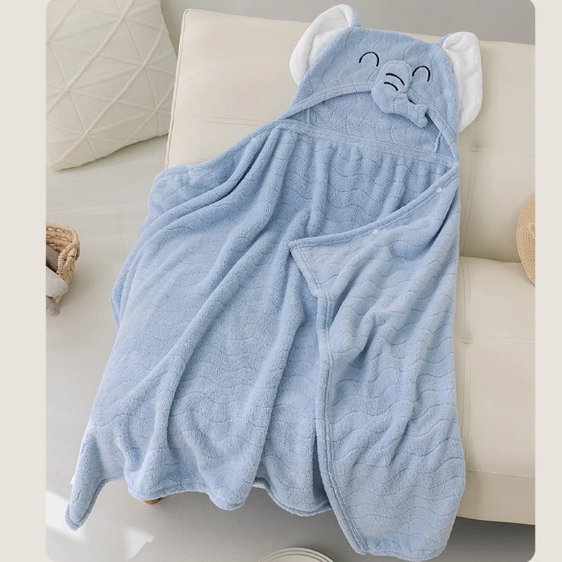 Cartoon Animal Baby Bath Towels Soft Newborn Hooded Towel Blanket Toddler Bathrobe Warm Sleeping Swaddle Wrap for Boys Girls - 2