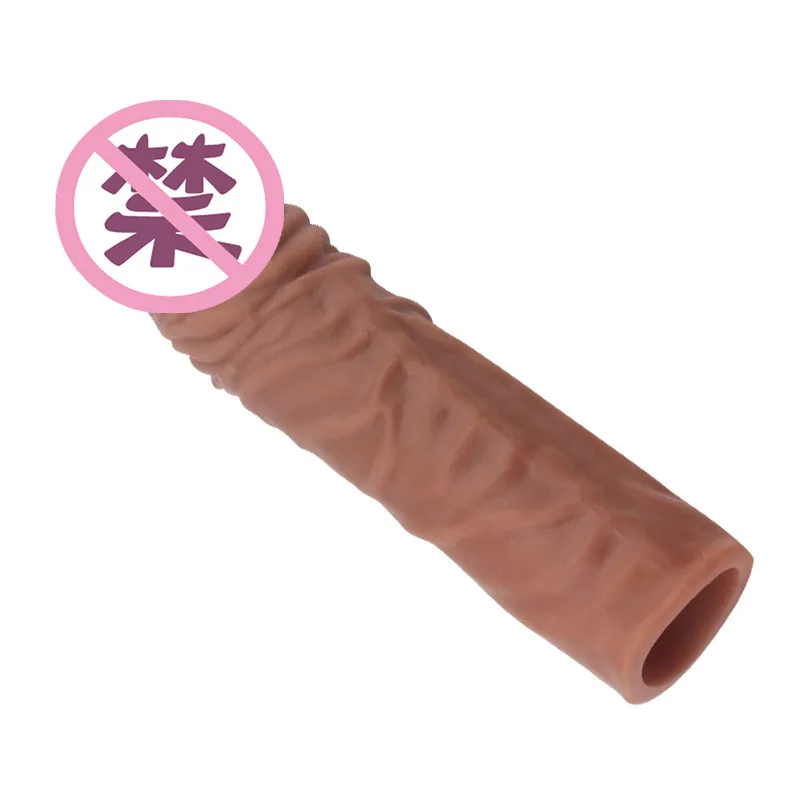 Penis Sleeve 14/16/20CM Realistic Extender Reusable Dildos Condom Delay Ejaculation Dick Enlargement Sex Toys for Men