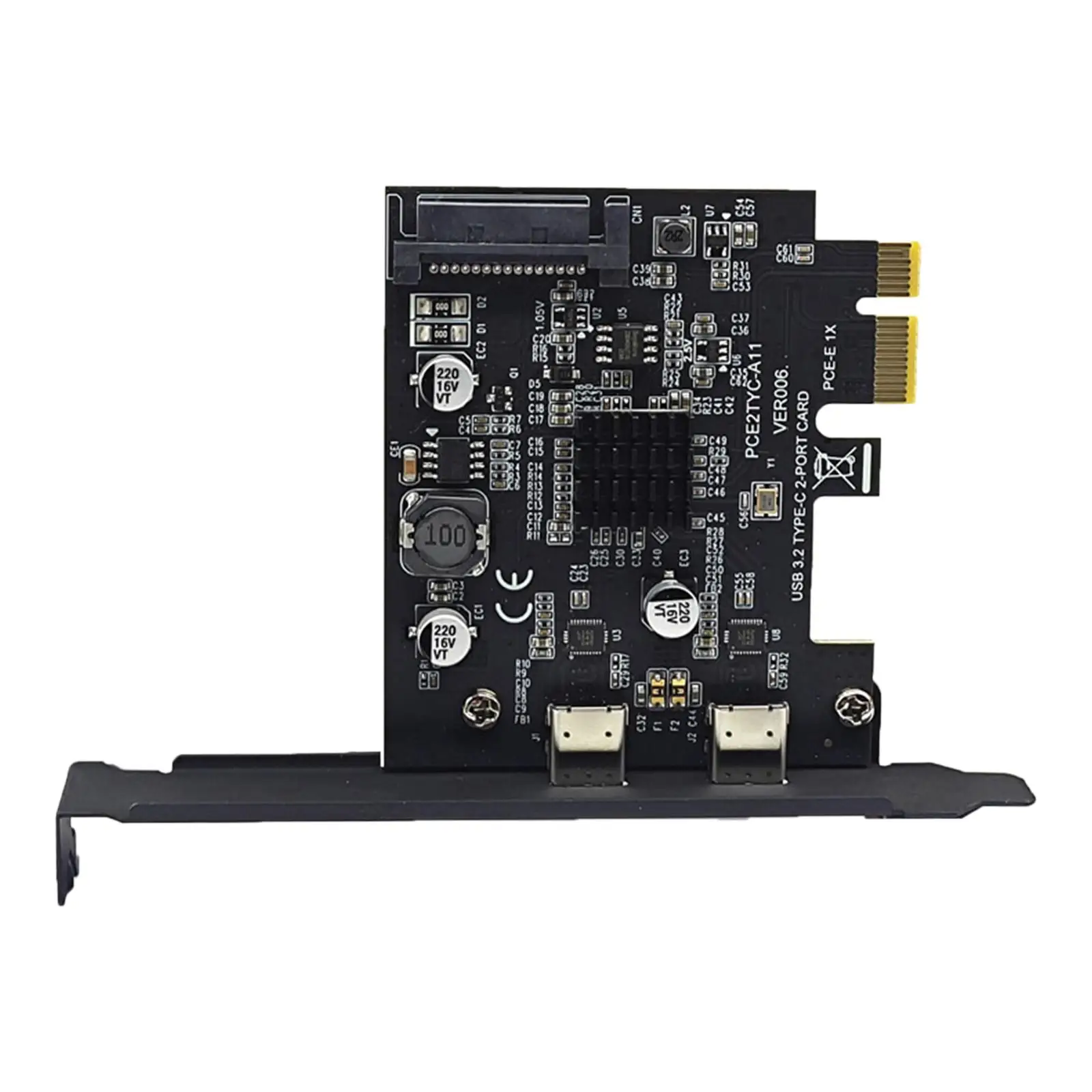 PCI E 1x to USB3.2 Type C Expansion Card Adapter 10Gbps Transmission Replacement Professional for Personal Computer Desktop PC