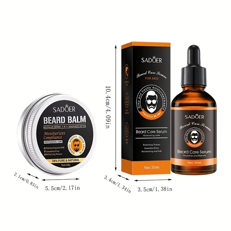 Men's Beard Growth Kit with Natural Balm & Oil for Expert Styling and Nourishment