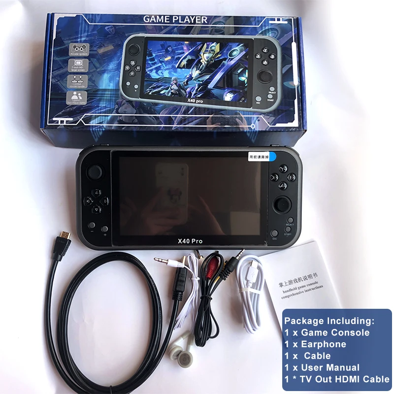 X40Pro 7 inch 16G classic retro dual handheld dual rocker video game console inch HD large screen handheld TV game console 