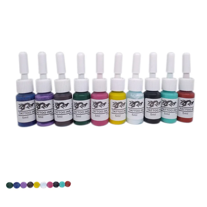 Semi Permanent Professional Tattoo Makeup Eyebrow Ink 10 Colors Set Monochrome Showy Tattoo Color Microblading Pigment TSLM1