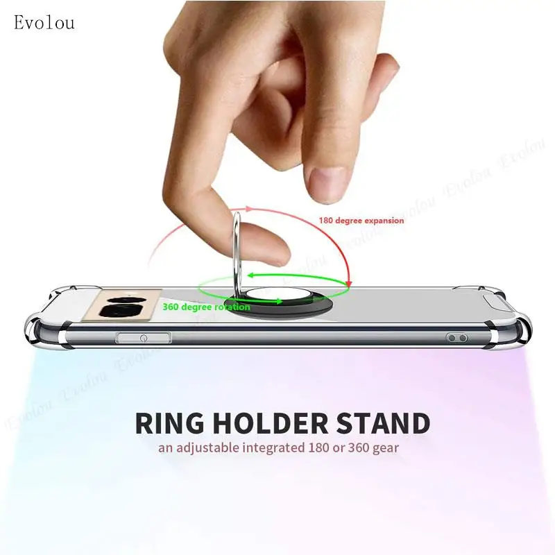 Enhanced Magnetic Ring Holder Transparent Silicone Case