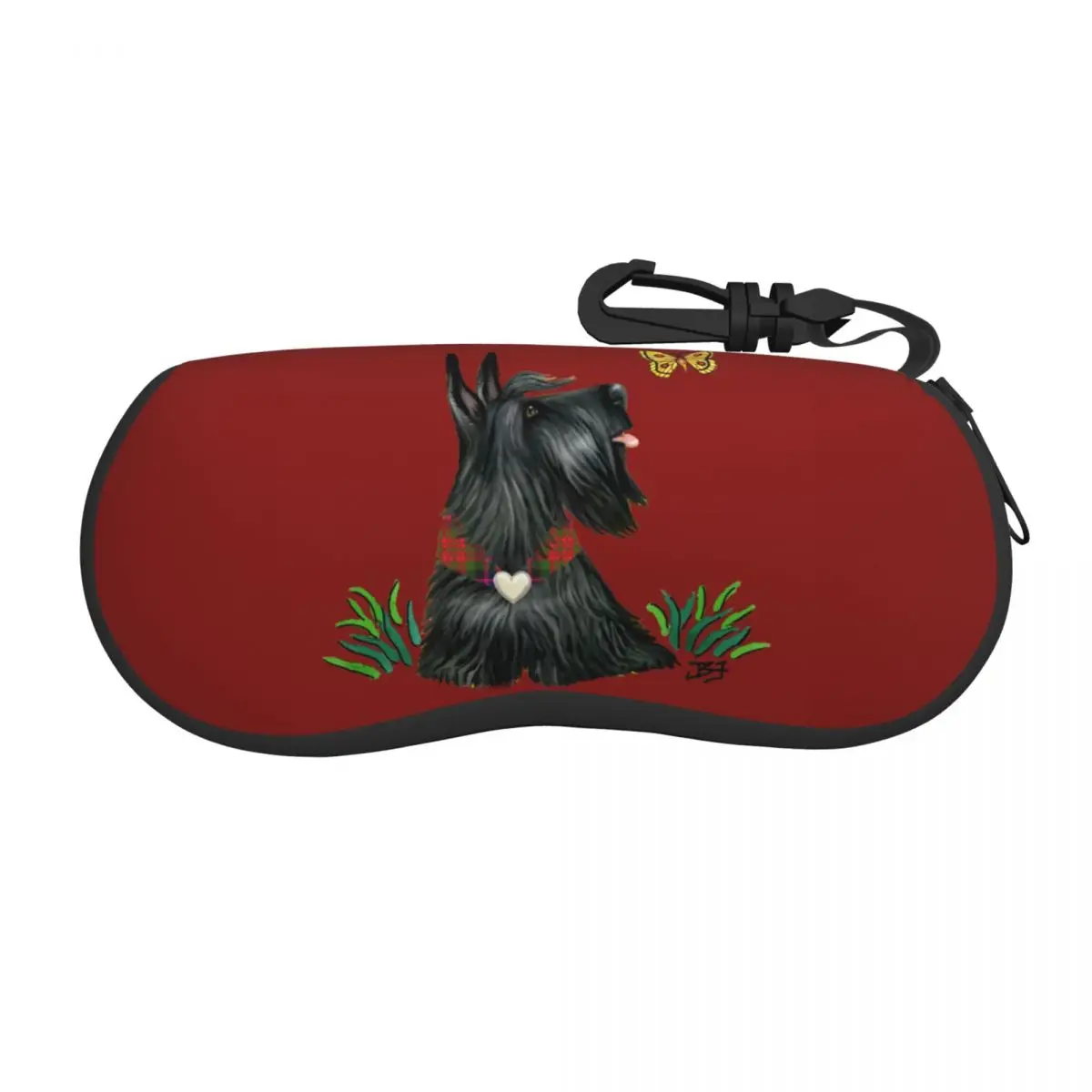 CustomScottishTerrierWatchingAButterflyShellGlassesCaseTravel