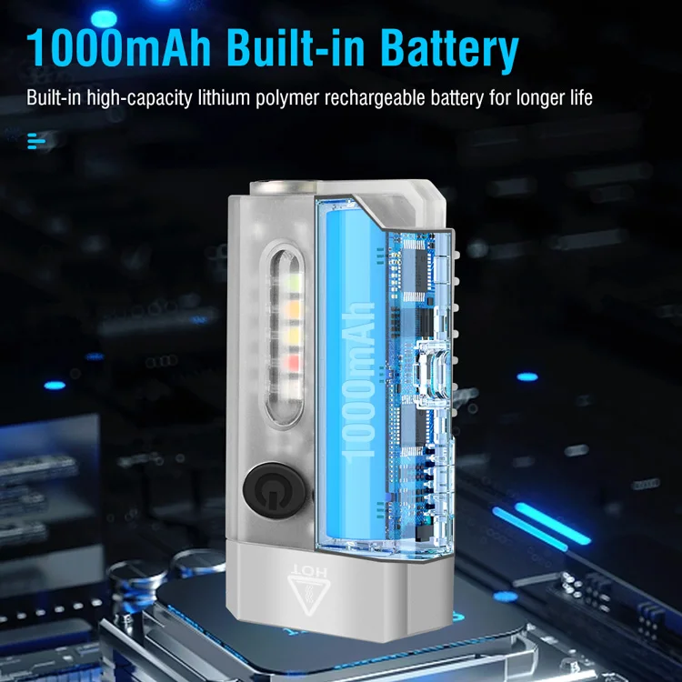 V10 EDC Keychain LED Fluorescence Flashlight Type-C Rechargeable Torch Work Light Magnet Buzzer 365nm UV Lantern 1000LM
