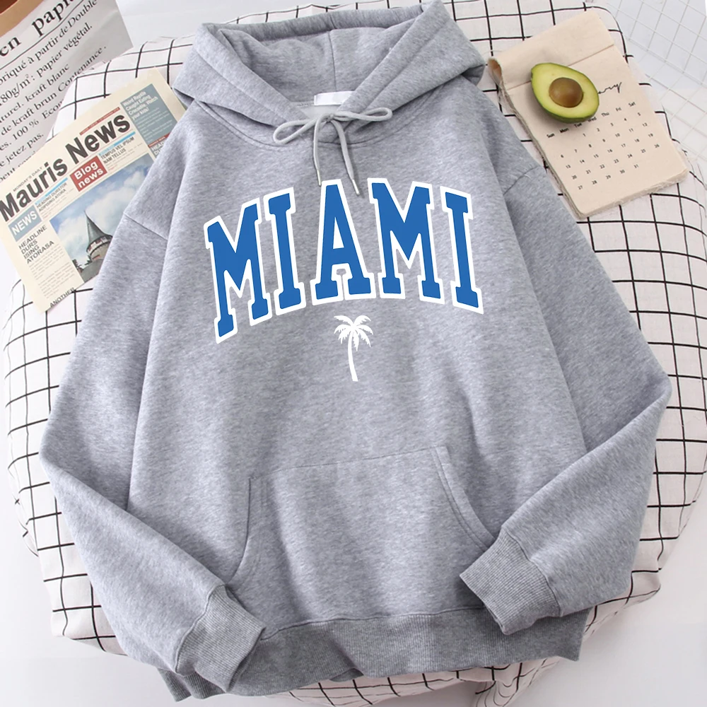 

Miami Beach Printing Mens Hoodie Harajuku Round Neck Hoodies Fashion Quality Streetwear Comfortable All-Match Clothes For Men