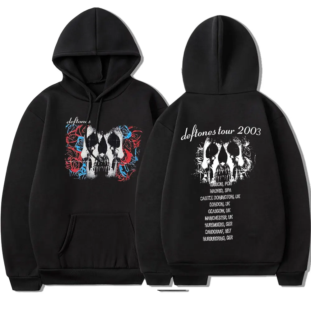 

Vintage Rock Band Deftones Tour Skull Black Band Concert Hoodie Men's Punk Hip Hop Gothic Hooded Sweatshirts Streetwear Unisex