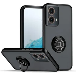 Armor Matte Case with Ring Holder Cover - Durable Protection with Stylish Design for Motorola Moto G86 Power (Black)