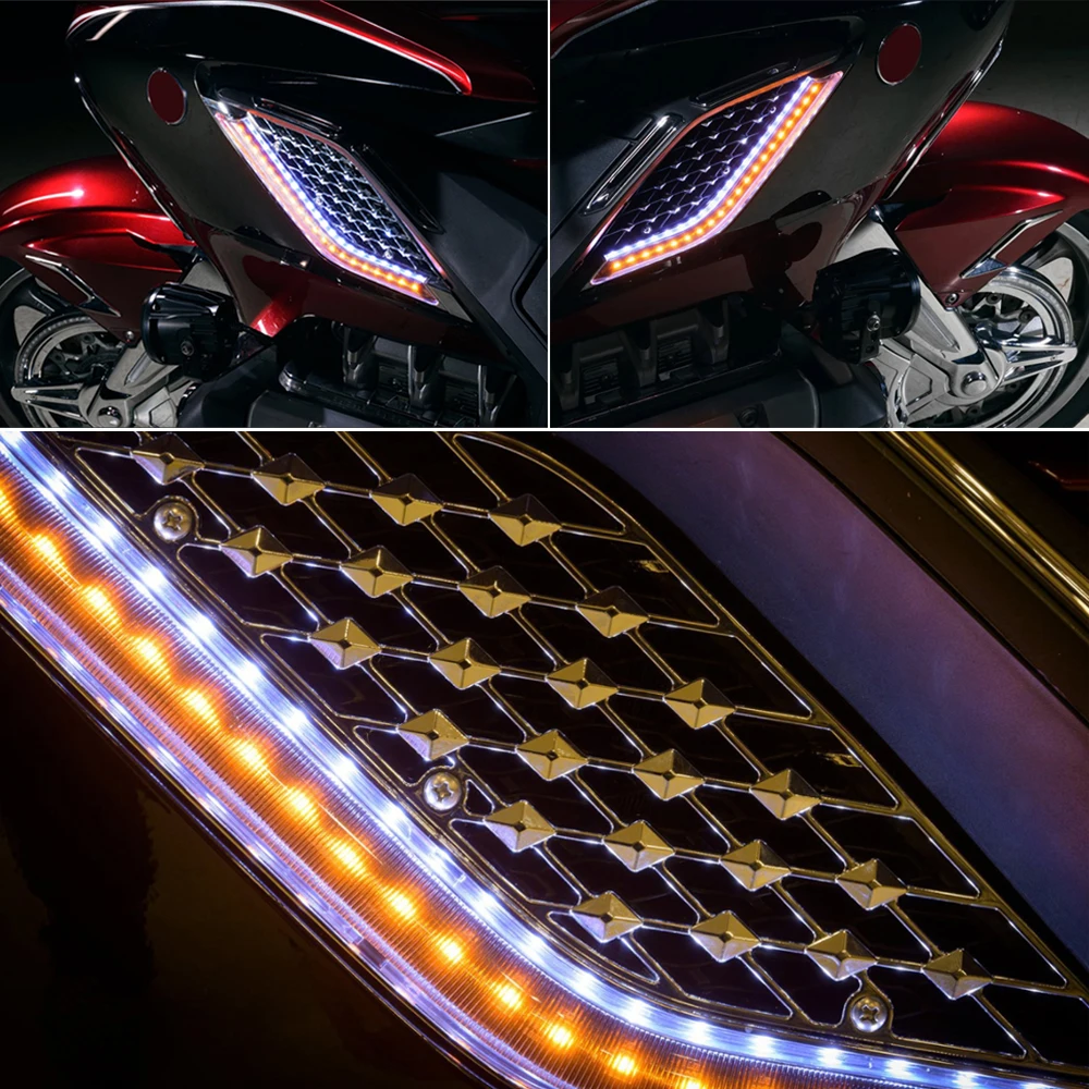 Motorcycle LED Light Radiator Grill Panels Decorative Light Lamp for Honda Goldwing Gold Wing GL1800 Tour DCT Airbag-motorcycle led lights,motorcycle accessories
