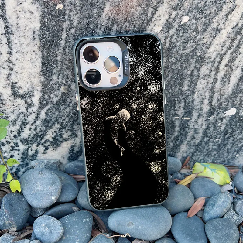 Marine Life Dotted Art Phone Case in Black Laser Finish