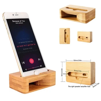 Supporto per telefono supporto amplificatore altoparlante cellulare scrivania in legno legno bambù suono staffa Mobile Tablet Desktop doccia per auto Dock per cellulare