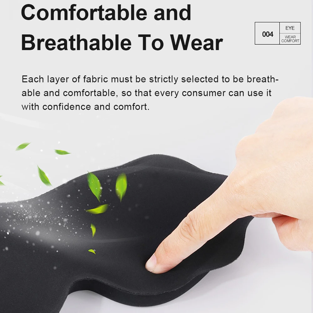 3D Contoured Sleep Mask with Memory Foam Eye Mask Block Out Light Pressure Sensation Rest Relax Aid Adjustable Mask