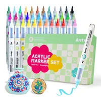 Arrtx Paint Marker Pens, 36 Colors Permanent Acrylic Marker Brush Tip for Drawing, Rock, Ceramic, Glass, Wood, Plastic, Metal 1