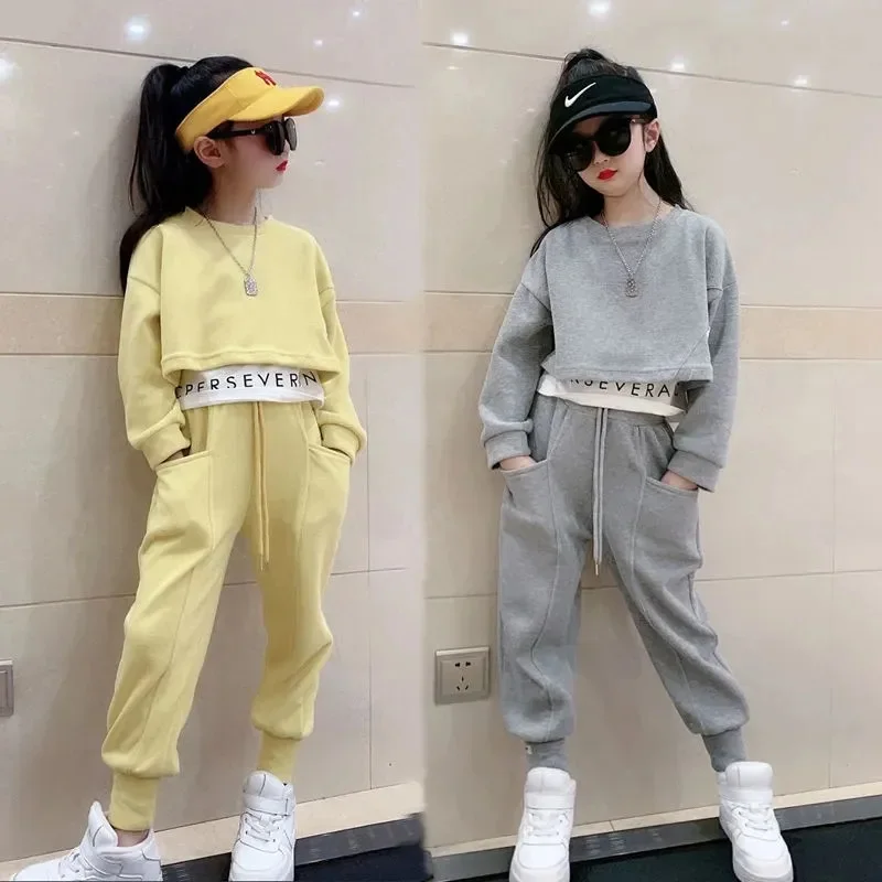 

Children Baby Girls Clothing Set 2024 spring Autumn 2 pcs sweater trousers Sport Suit Clothes Outfit for 2-12Yrs teen Tracksuit
