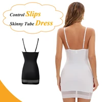 Becirzet sangle robe blanche sous-vêtements femmes maille contrôle glisse robes fête à armatures sous-jupe Tube Mini sous-robe courte XXL 3