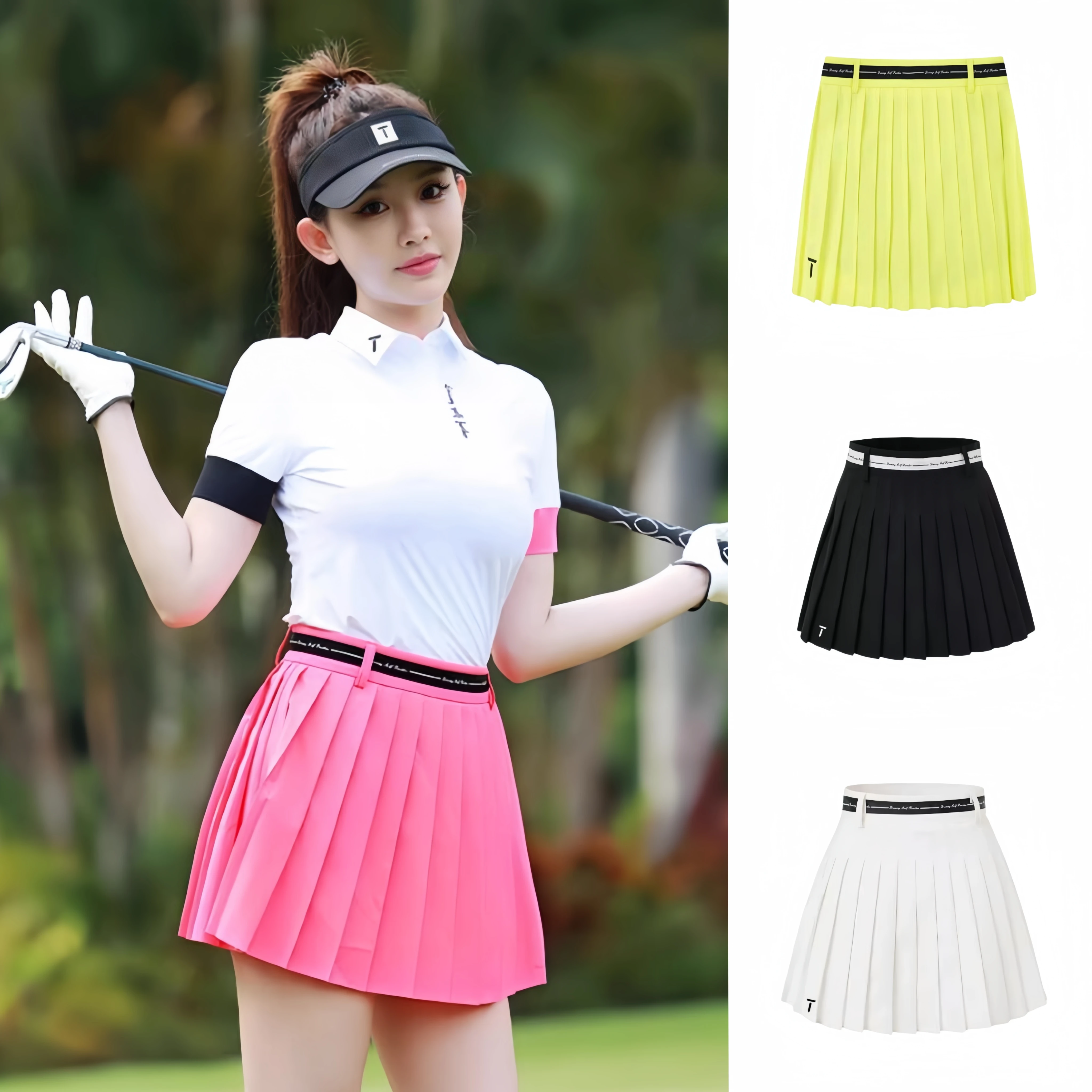 Golf Clothing Women's Short Skirt Summer High Waist Sports Elastic Pleated Skirt Korean Fashion Golf