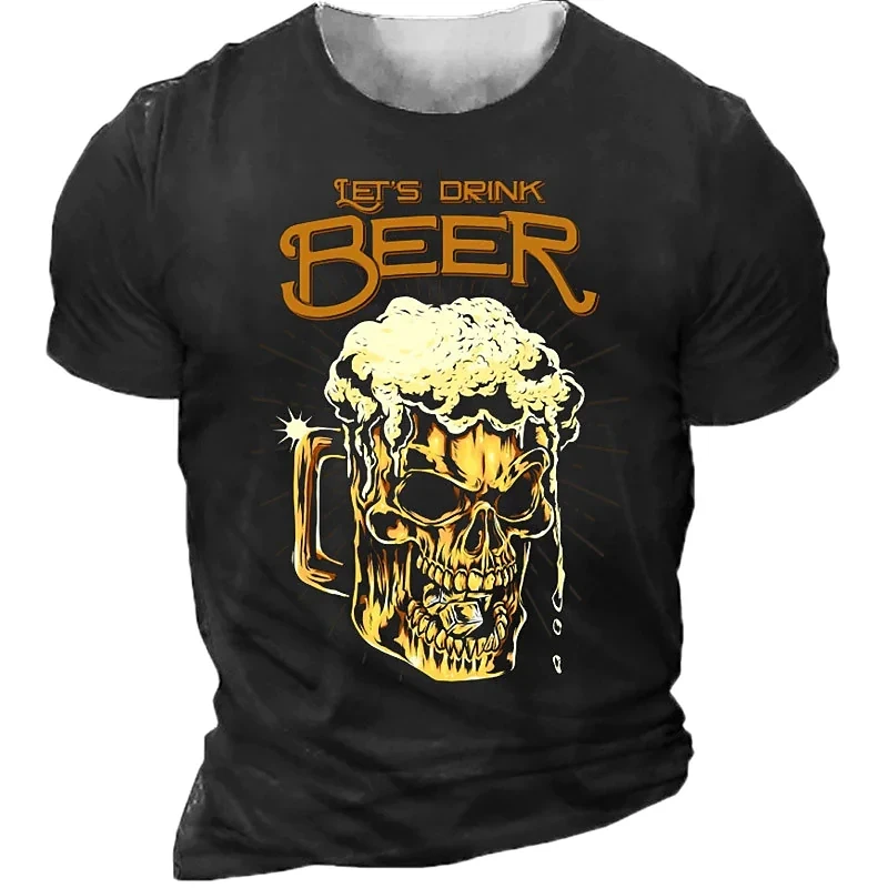 

Beer Print Men's T-shirts 3d Hip Hop Rock Tshirt Drinking Short Sleeve Male Clothing Vintage Tops For Men Homme Camiseta Hombre