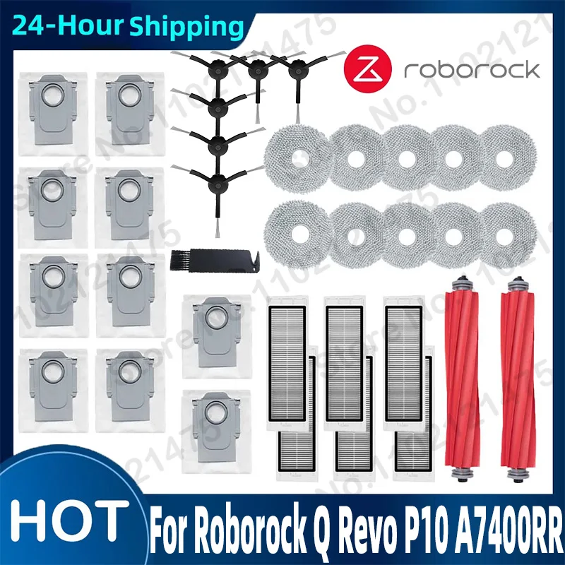 로보락 Q Revo P10 A7400RR 용 액세서리 메인 사이드 브러시 헤파 필터 걸레 천 먼지 봉투 로봇 진공 청소기 예비 부품
