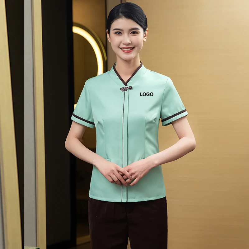 

Chinese Restaurant Uniform Women's Cleaning Work Hotel Receptionist Costume Housekeeping Waiter Clothes Massage Nail Cafe Outfit