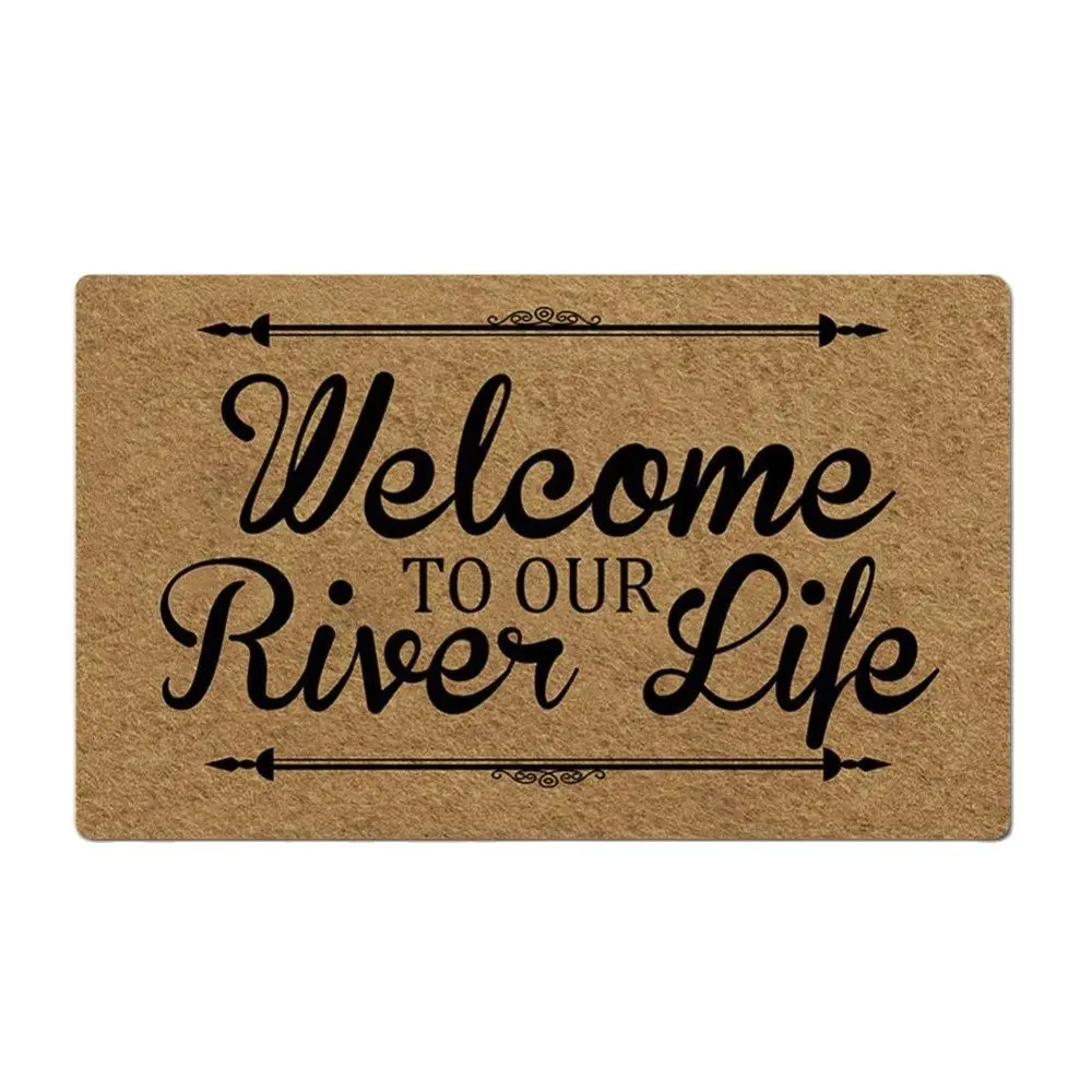 

Welcome to Our River Life Doormat Outdoor Porch Patio Front Floor Christmas Halloween Holiday Rug Decor Home Door Mat