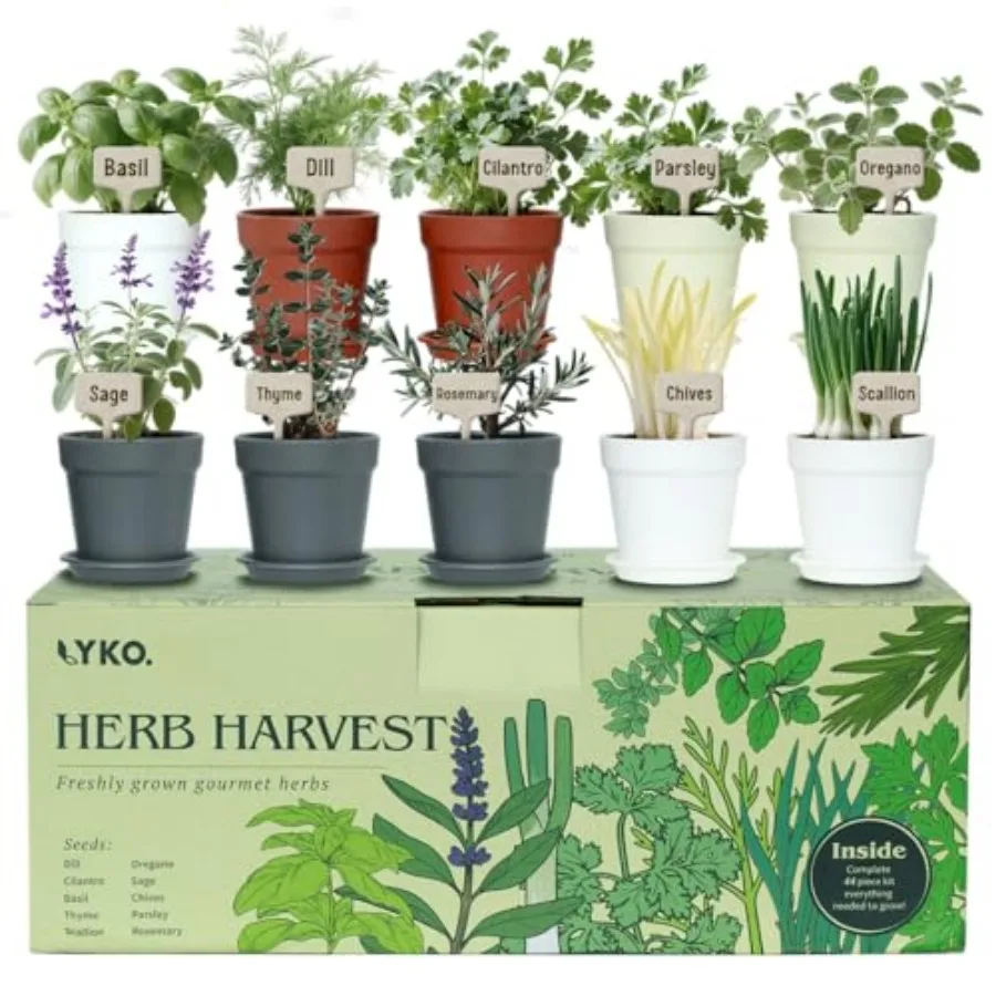 10 Indoor Herb Garden Kit 33pcs Complete Kitchen Herb Starter Set Including 4-Color Pots Soil and Tools Unique Gift Ideas for P