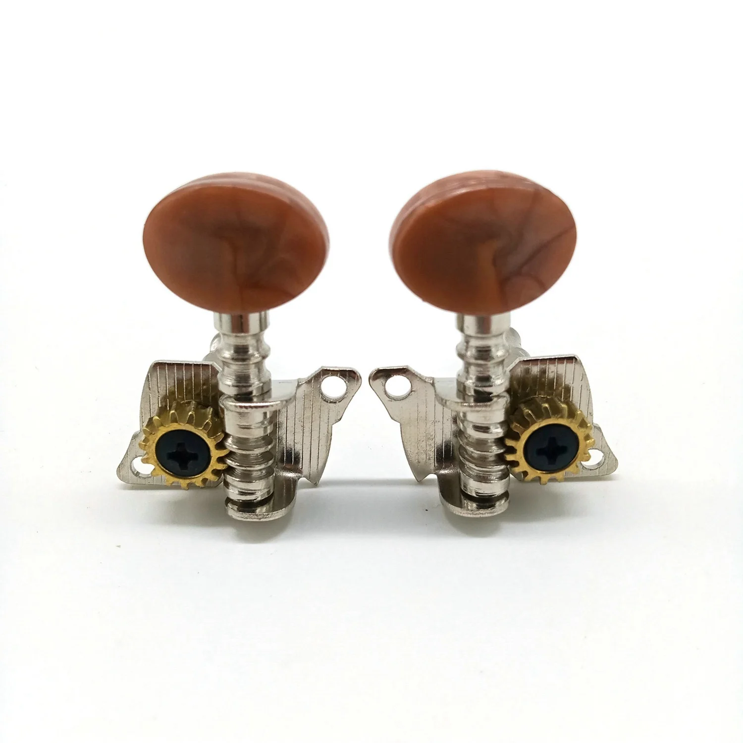 2R2L Metal Ukulele Locking String Tuner Guitar Tuning Peg Machine Head Brown Head Pegs for Ukulele Guitar Part