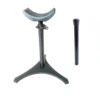 A horseshoe shaped metal bracket with adjustable height for a blacksmith's horseshoe repair, horseshoe bracket, black 1