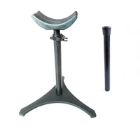 A horseshoe shaped metal bracket with adjustable height for a blacksmith's horseshoe repair, horseshoe bracket, black 1